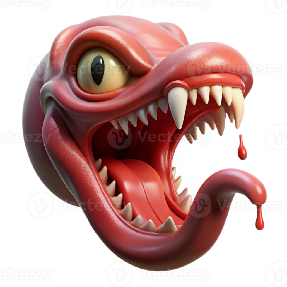 distinguished tropical Photorealistic, hyper-specific professional render of an isolated Hydra head, severed neck dripping venom with Transparent Background crisp png