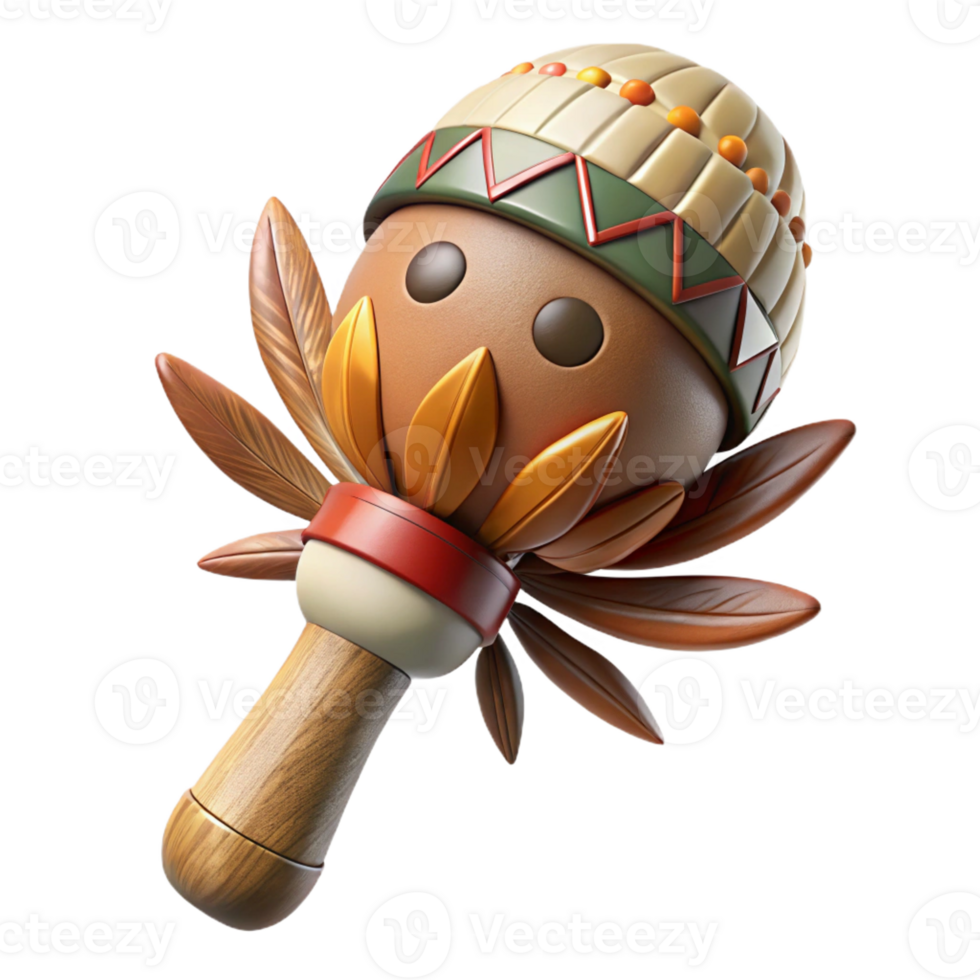 gorgeous unparalleled Hyper-specific concept art style isolated cutout of a tribal shaman's rattle, ultra-detailed, made of gourds and feathers with Transparent Background png