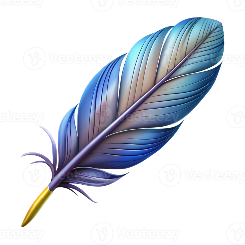 immaculate coastal A single, stylized feather with intricate details with Transparent Background artisan png