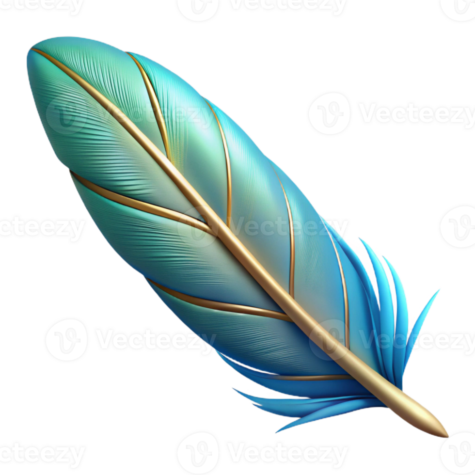 striking harmonious baroque A single, stylized feather with intricate details with Transparent Background crisp png