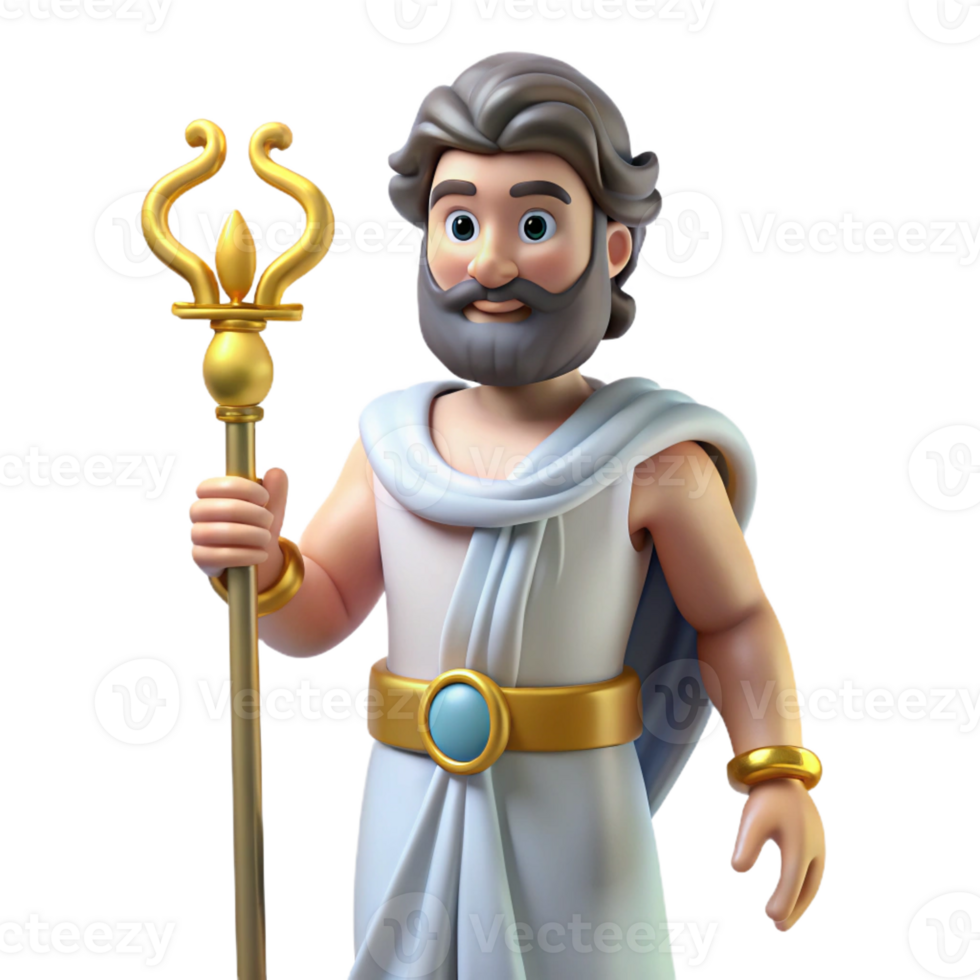 glorious passionate art deco Hermes, Messenger God, holding a caduceus with Transparent Background perfect clarity png