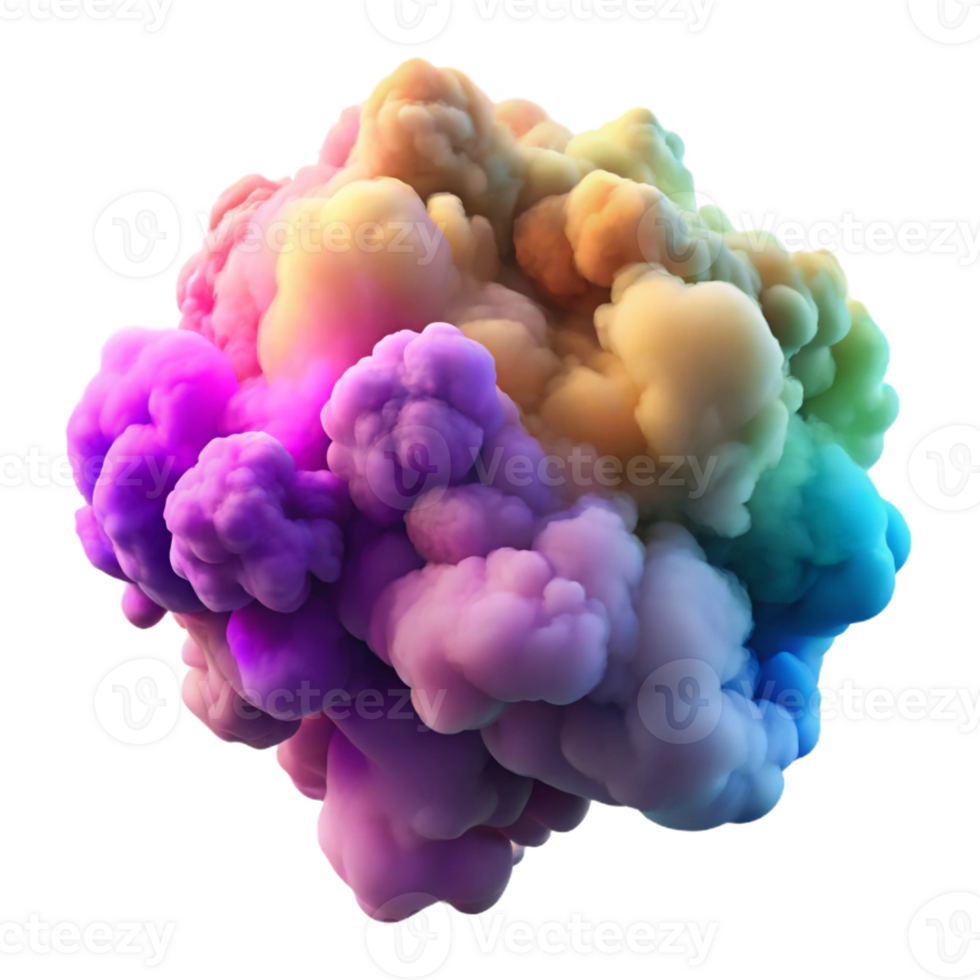serene vintage A cloud of colorful smoke billowing and swirling with Transparent Background fine detail png
