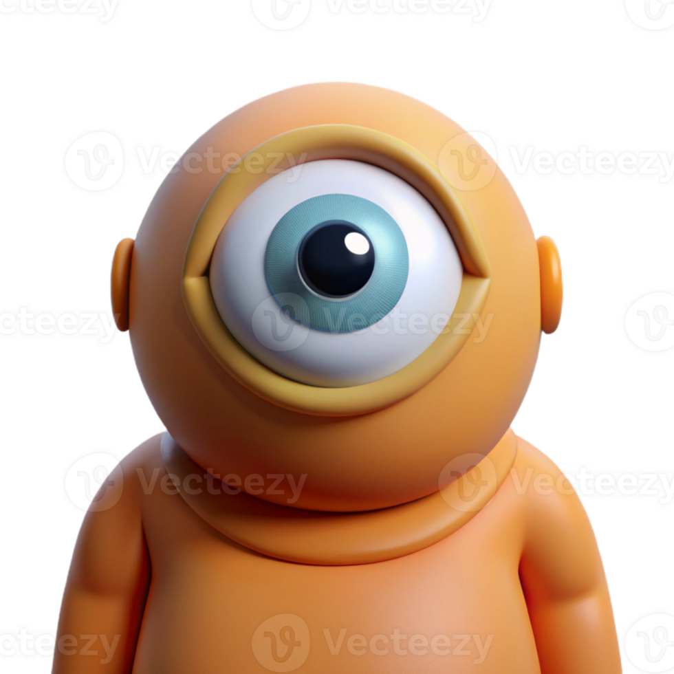 fascinating reflective surreal Cyclops, one-eyed giant with Transparent Background museum quality png