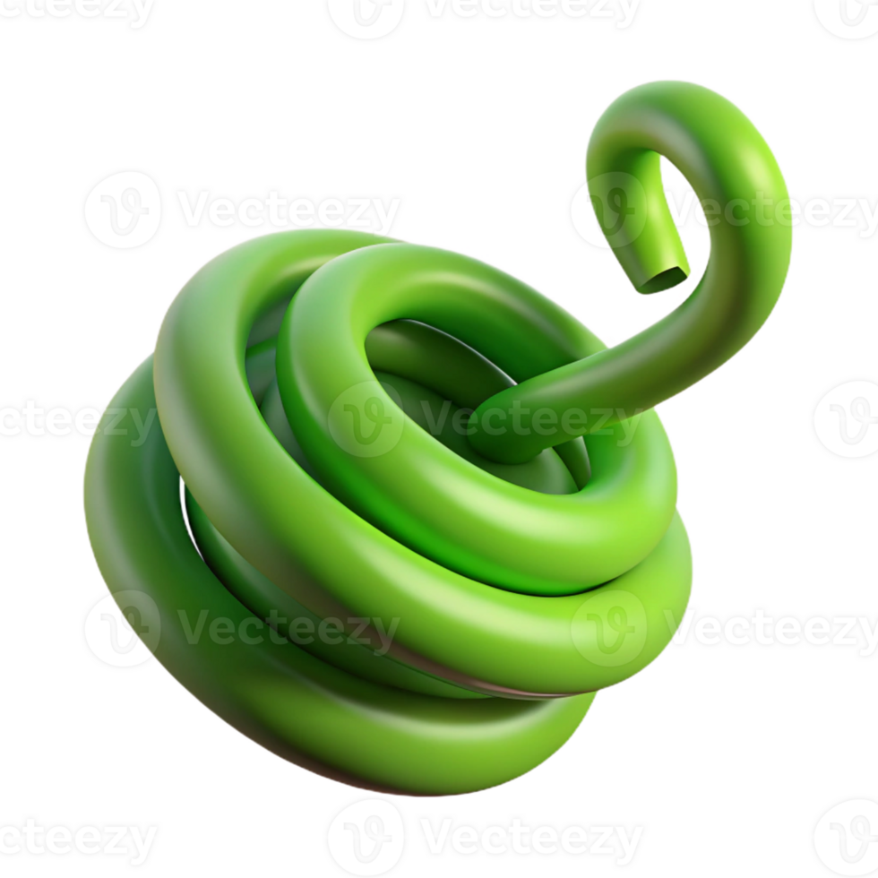 majestic energetic vintage Concept art style hyper-specific image of a single coiled vine, green, with Transparent Background professional png