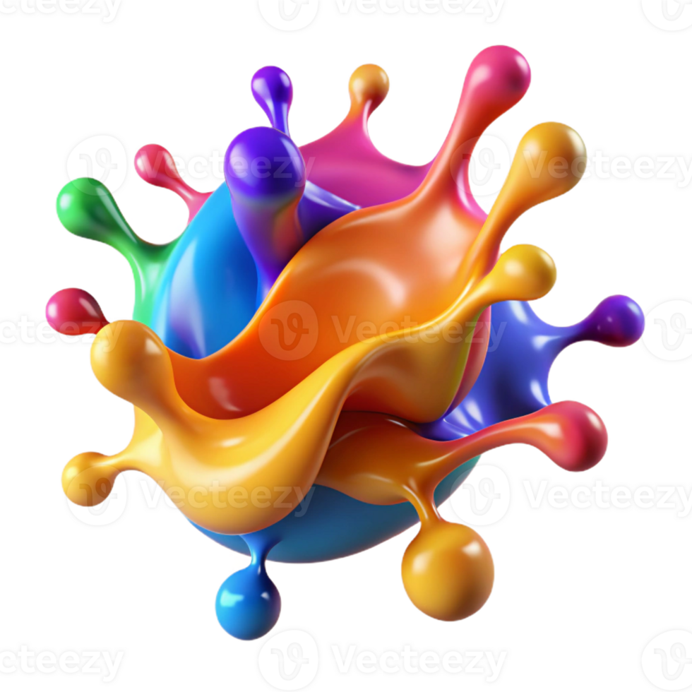 notable coastal A splash of vibrant paint droplets in mid-air with Transparent Background perfect clarity png