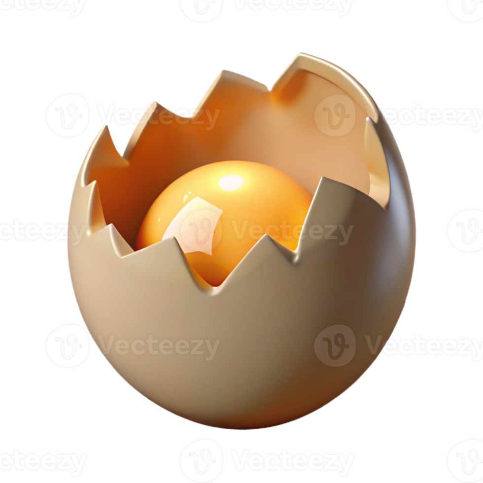 hypnotic elegant A single, cracked egg shell with light shining through with Transparent Background crisp png