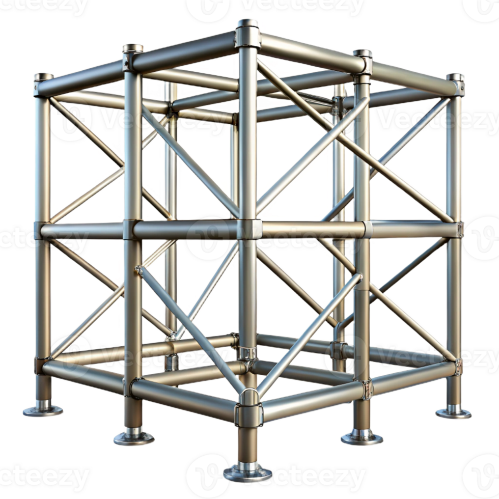 impressive distinguished Scaffolding metal framework structure, with Transparent Background png