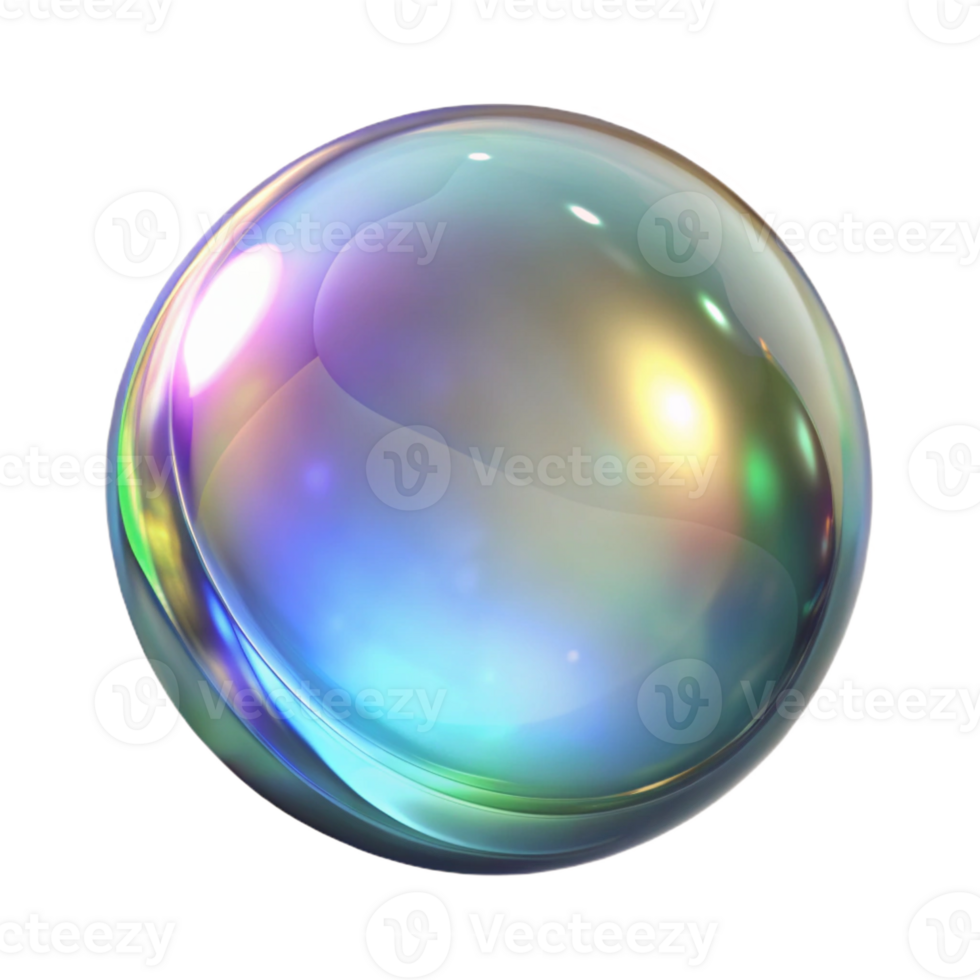 striking unparalleled A single, transparent bubble with iridescent reflections with Transparent Background png
