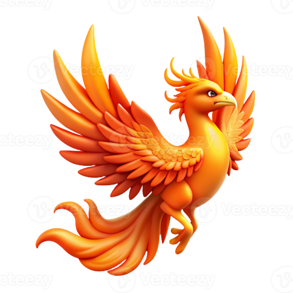 majestic timeless Phoenix, fiery bird, reborn from ashes with Transparent Background png