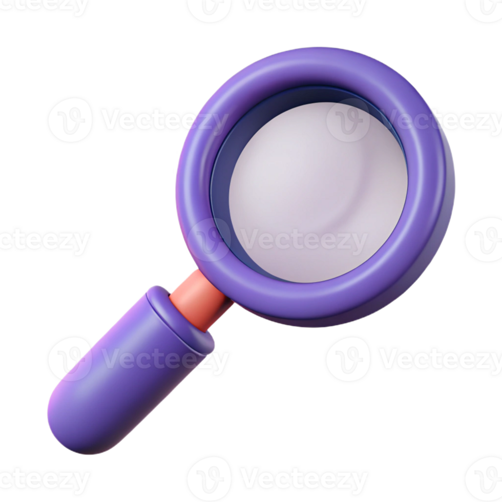 splendid inspired A single, stylized magnifying glass with distorted view with Transparent Background png