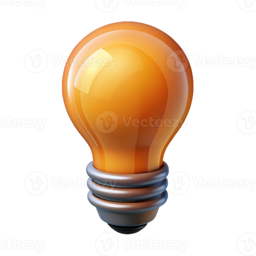hypnotic retro A single, stylized lightbulb with glowing filament with Transparent Background refined png