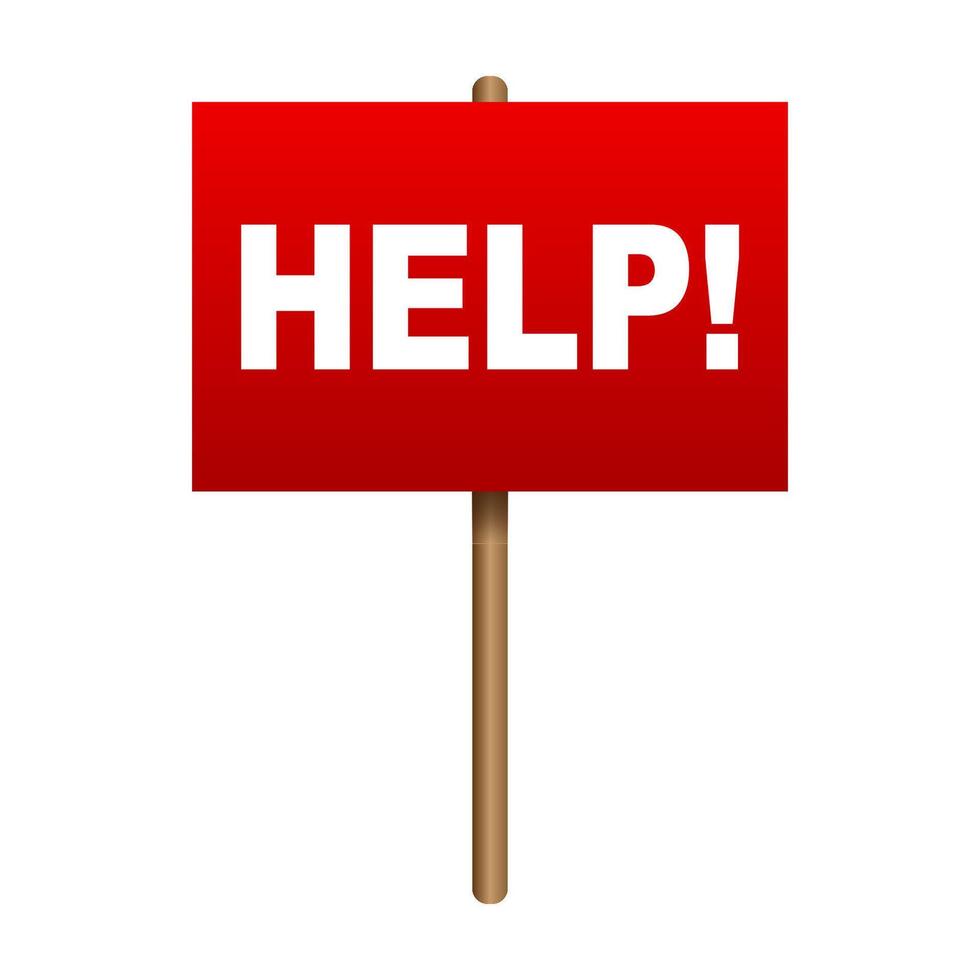 red board sign with word HELP. illustration. vector
