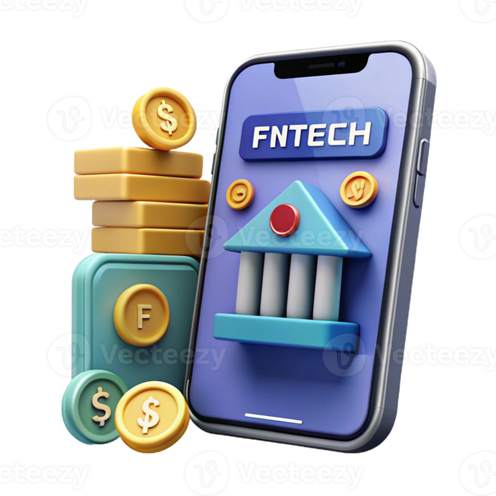 magnificent playful futuristic Financial technology Fintech app interface, mobile banking, with Transparent Background museum quality png
