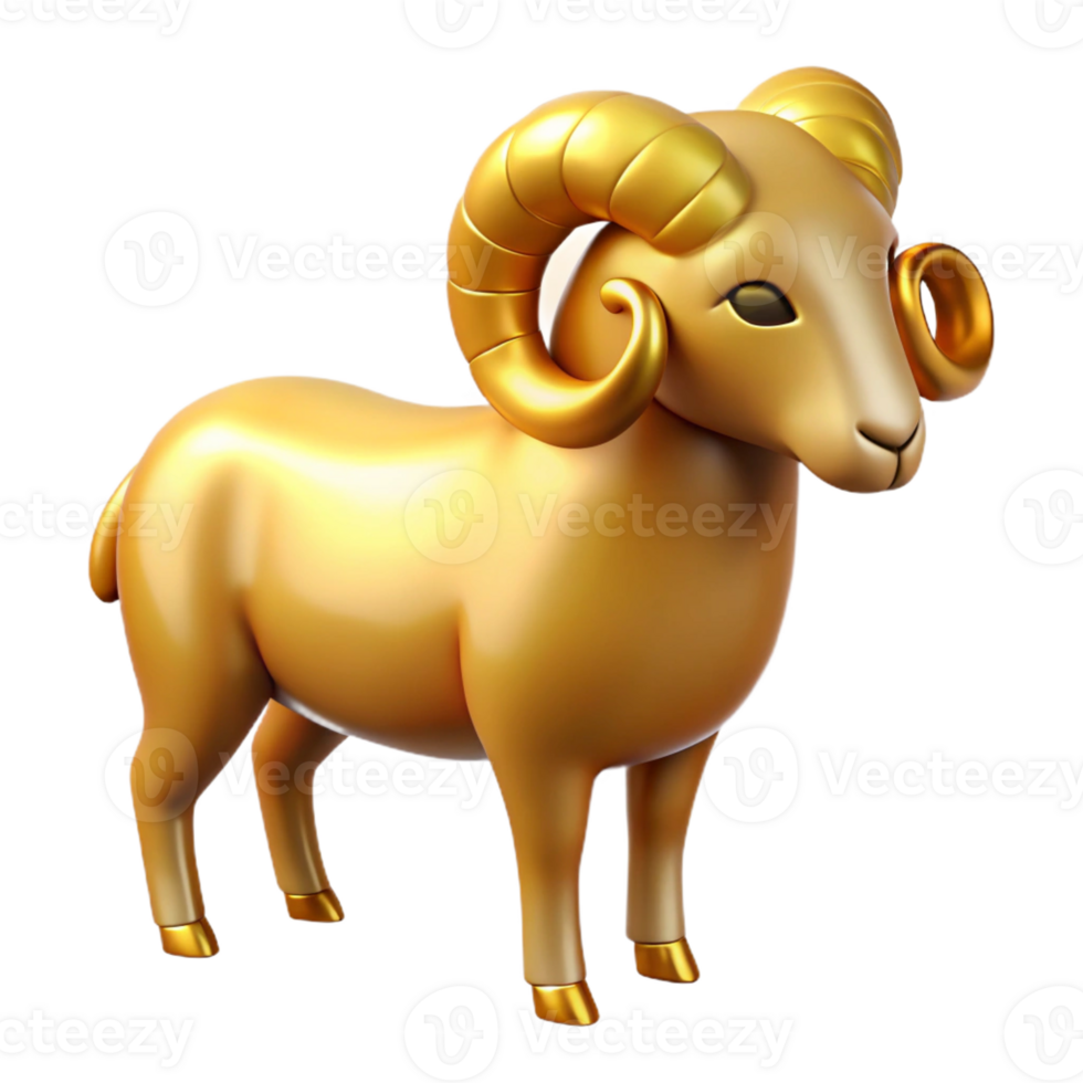 iconic futuristic Hyper-specific, professional render, isolated cutout of a single, golden Fleece of the Ram with Transparent Background original png