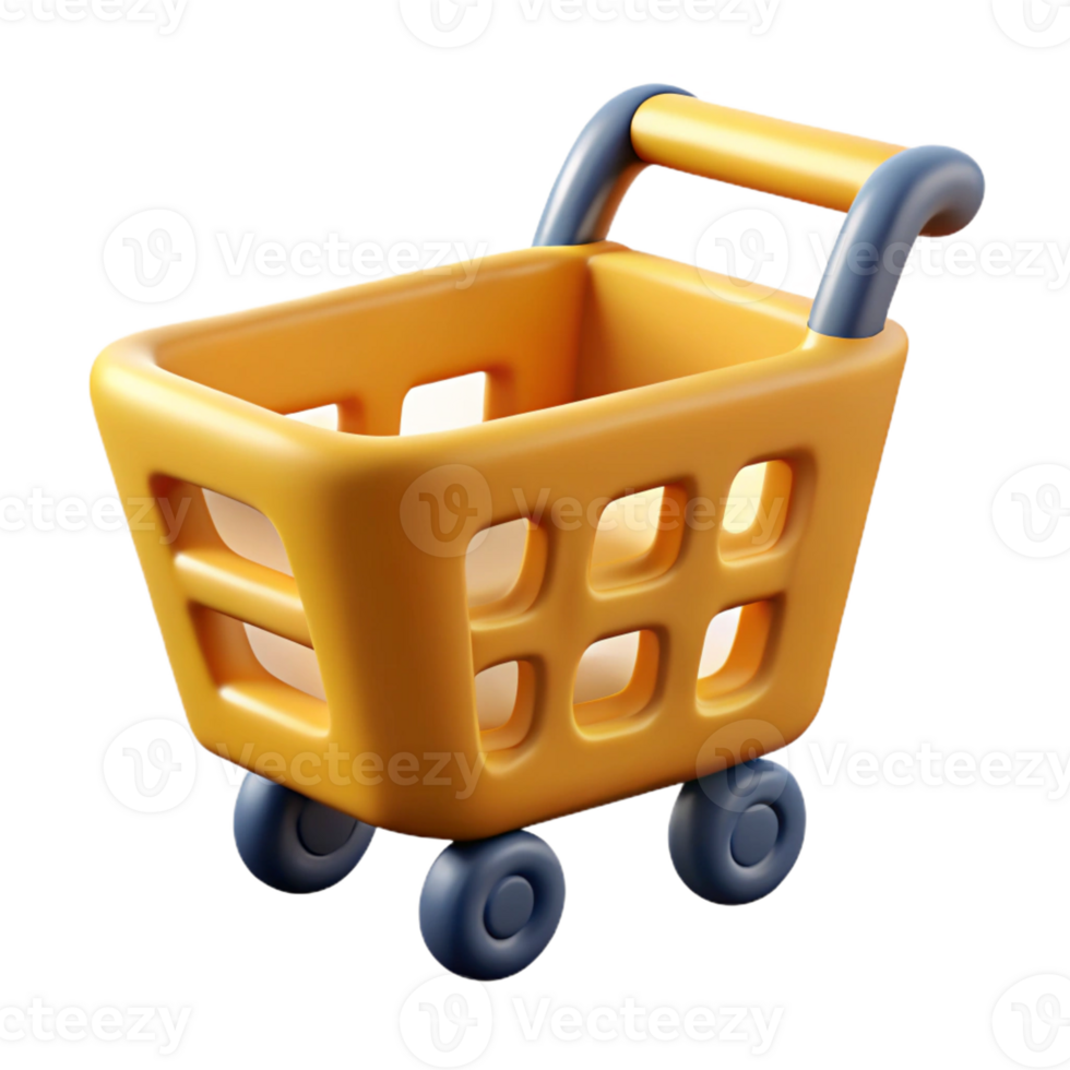 reflective beautiful A single, stylized shopping cart icon with Transparent Background premium png