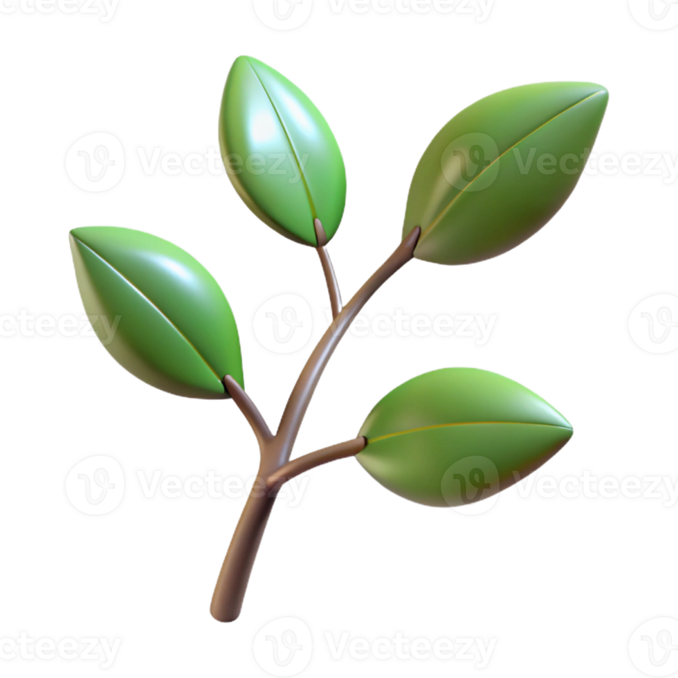 harmonious striking Professional render ultra-detailed isolated cutout of a single branch with budding leaves, with Transparent Background detailed png