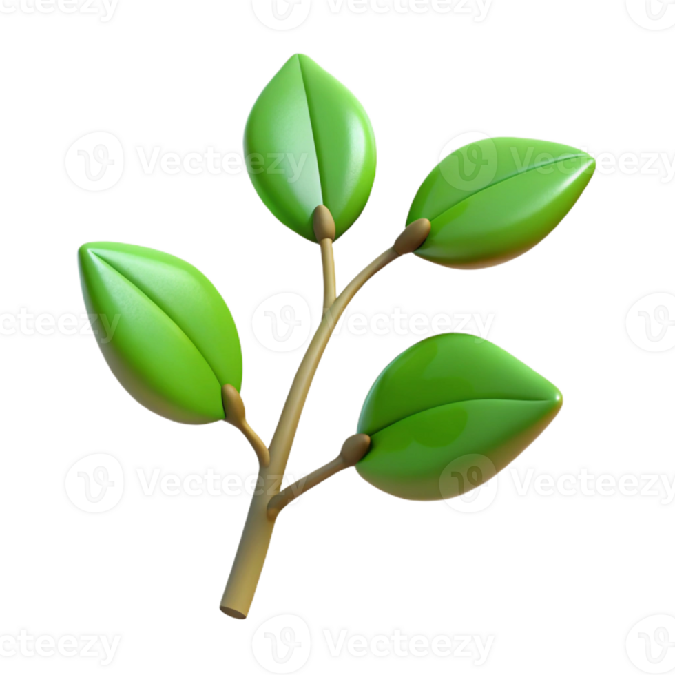 hypnotic artistic Professional render ultra-detailed isolated cutout of a single branch with budding leaves, with Transparent Background original png