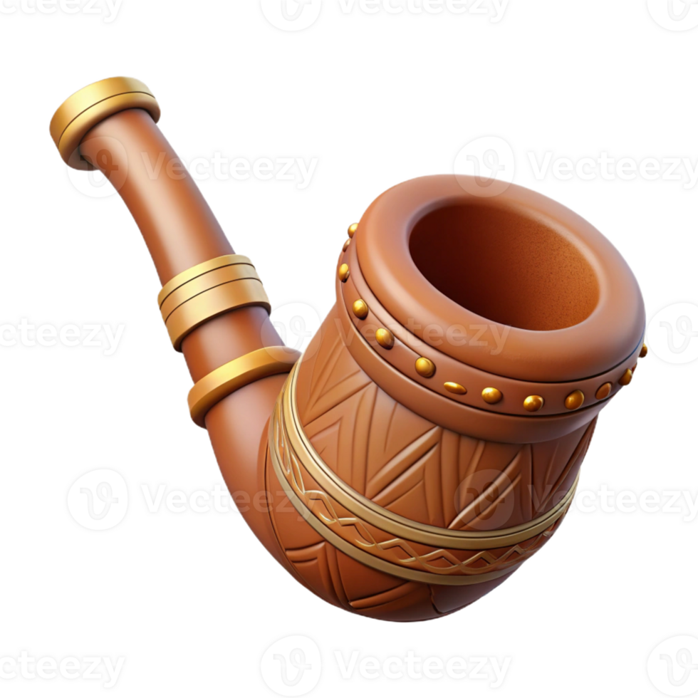 majestic unforgettable Isolated cutout, hyper-specific concept art style, ultra-detailed tribal ceremonial pipe with intricate carvings with Transparent Background png
