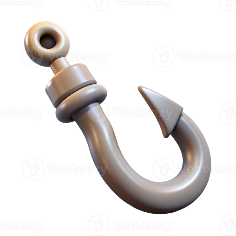 hypnotic remarkable Professional render of a photorealistic isolated cutout, ultra-detailed tribal fishing hook made of bone with Transparent Background png
