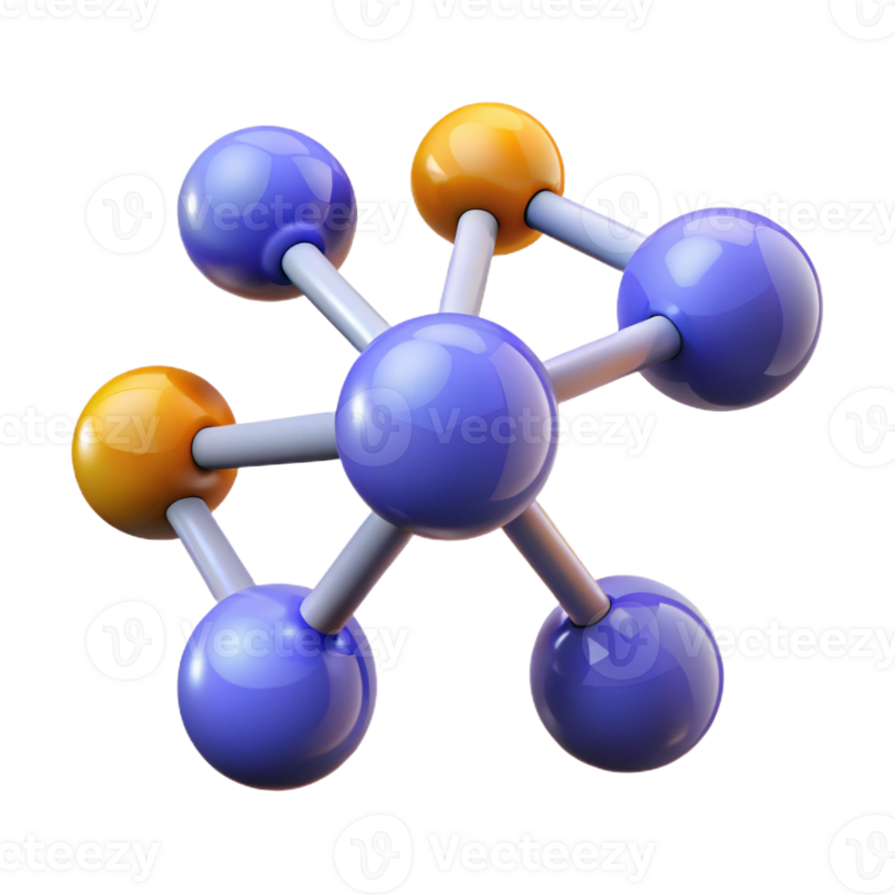 striking notable A stylized molecule with connected atoms with Transparent Background png