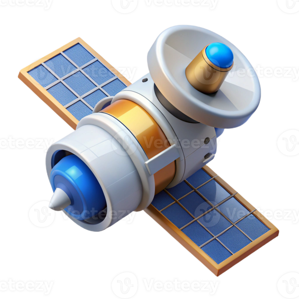 energetic pristine Space technology satellite, space exploration, with Transparent Background handcrafted png