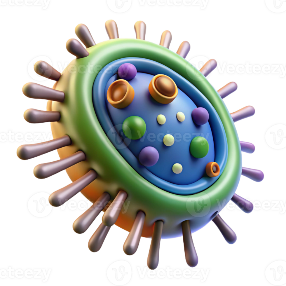 notable surreal A stylized bacteria cell with internal structures with Transparent Background genuine png