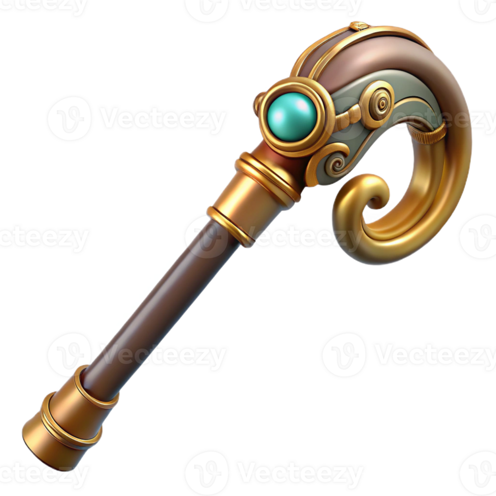 memorable urban Steampunk cane with a hidden blade and ornate handle with Transparent Background museum quality png