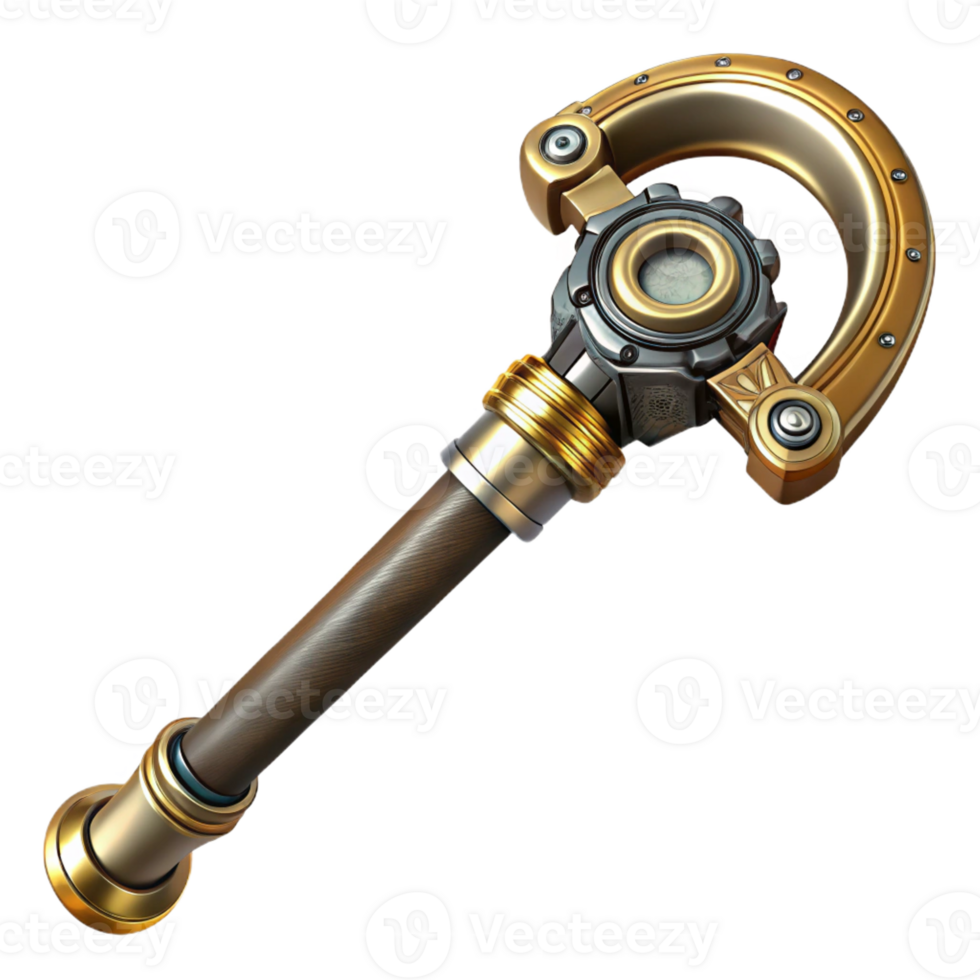 iconic elegant Steampunk cane with a hidden blade and ornate handle with Transparent Background professional png