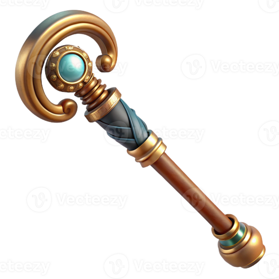 harmonious exquisite Steampunk cane with a hidden blade and ornate handle with Transparent Background detailed png