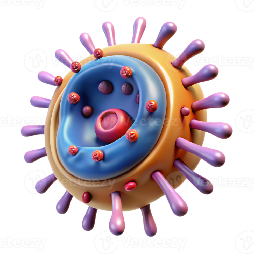 impressive memorable A stylized bacteria cell with internal structures with Transparent Background png