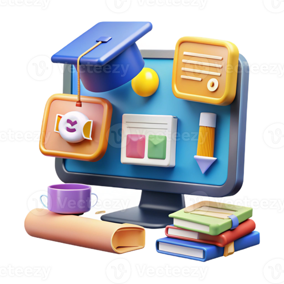energetic pristine Educational technology software, online learning platform, with Transparent Background high quality png