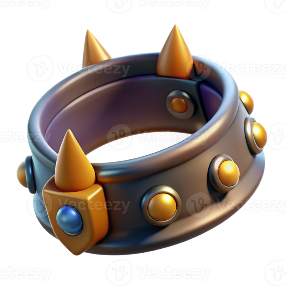intense elegant Concept art style, isolated cutout of a single Cerberus collar, studded and glowing faintly with Transparent Background 8K png