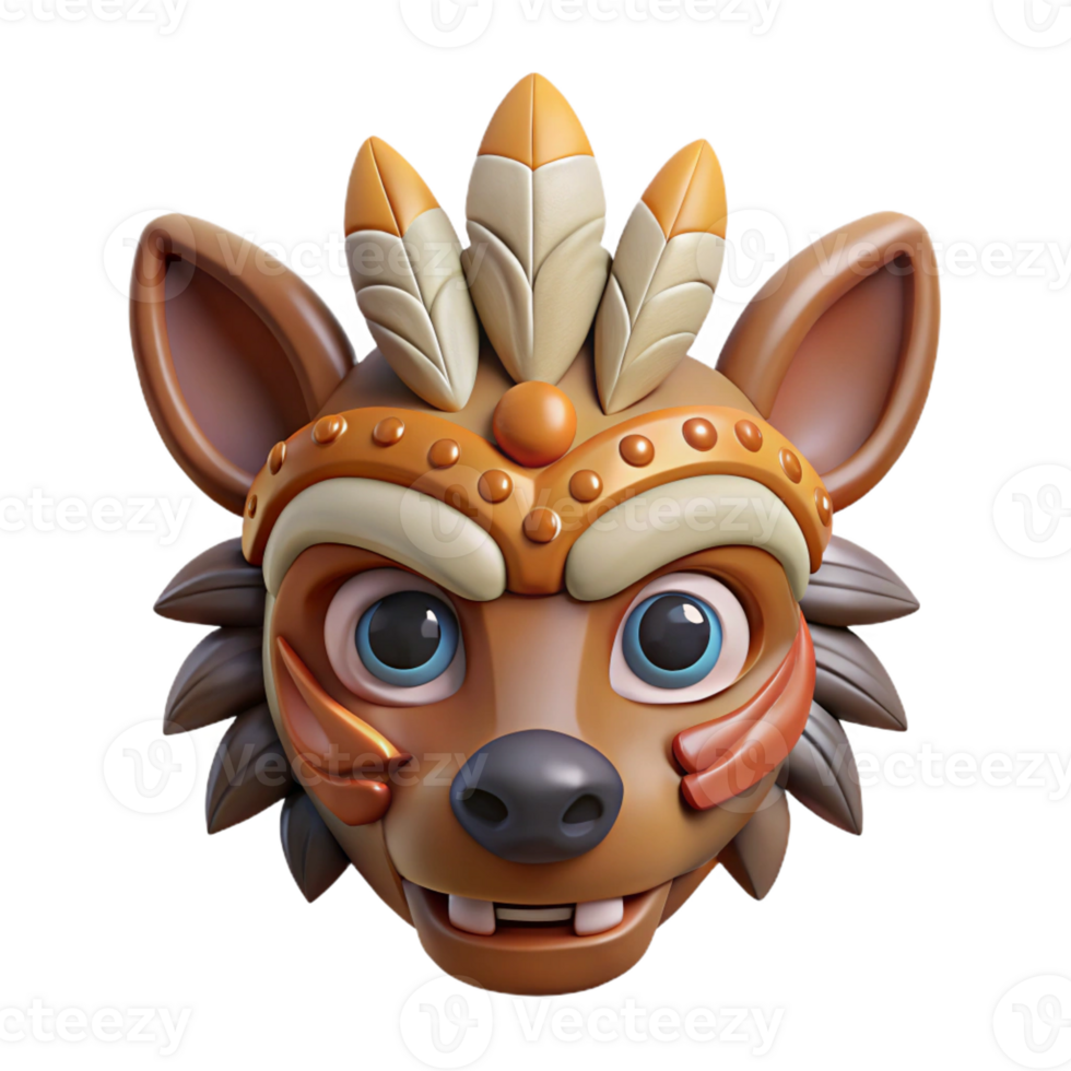 glorious calm rustic Isolated cutout, hyper-specific concept art style, ultra-detailed tribal ceremonial mask representing a spirit animal with Transparent Background exclusive png
