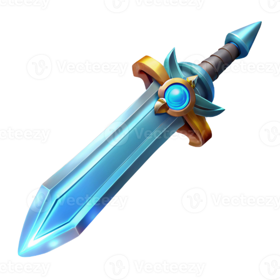 notable geometric Energy sword, plasma blade, ornate hilt with Transparent Background museum quality png