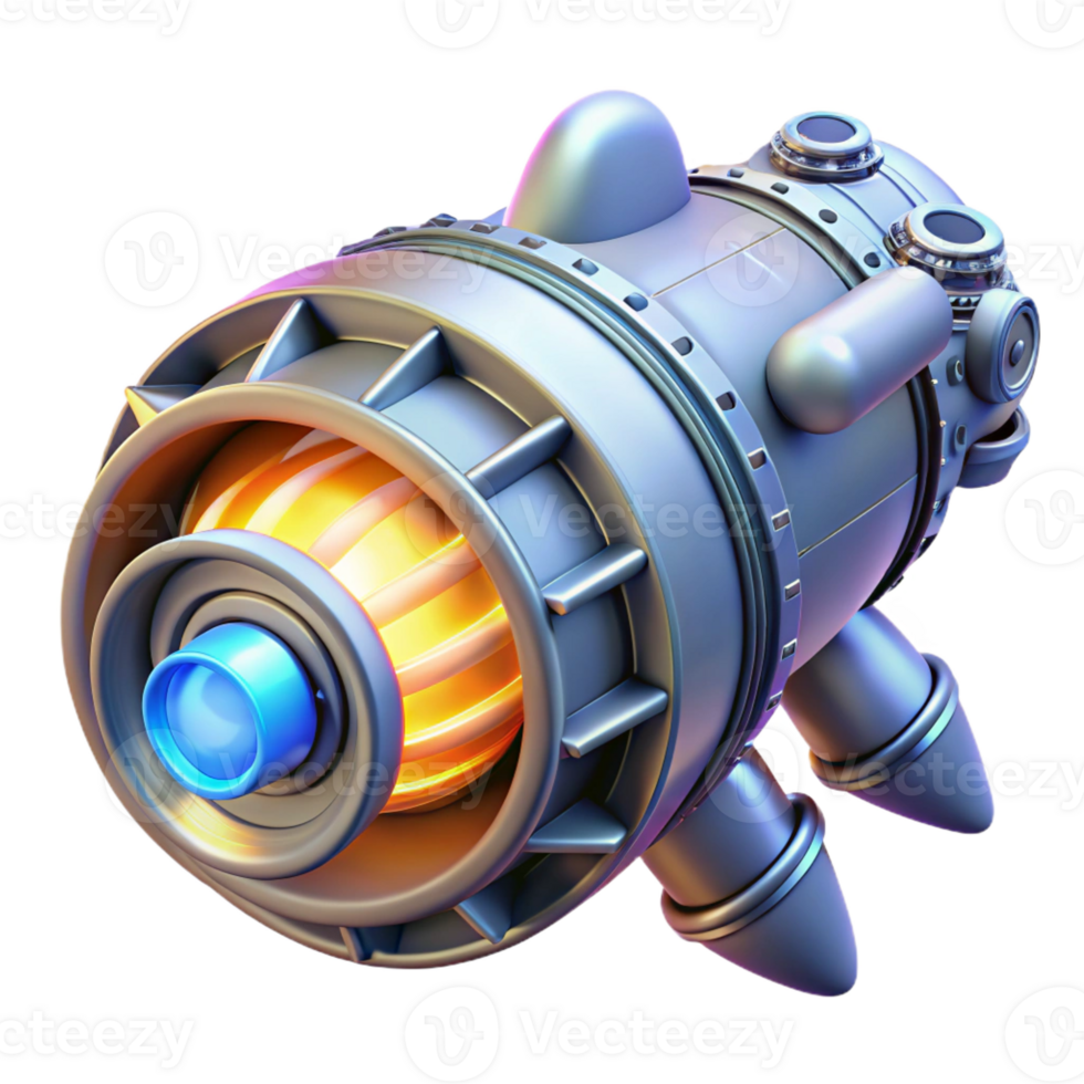 unforgettable avant-garde Spaceship engine, glowing thruster, intricate details with Transparent Background 4K png