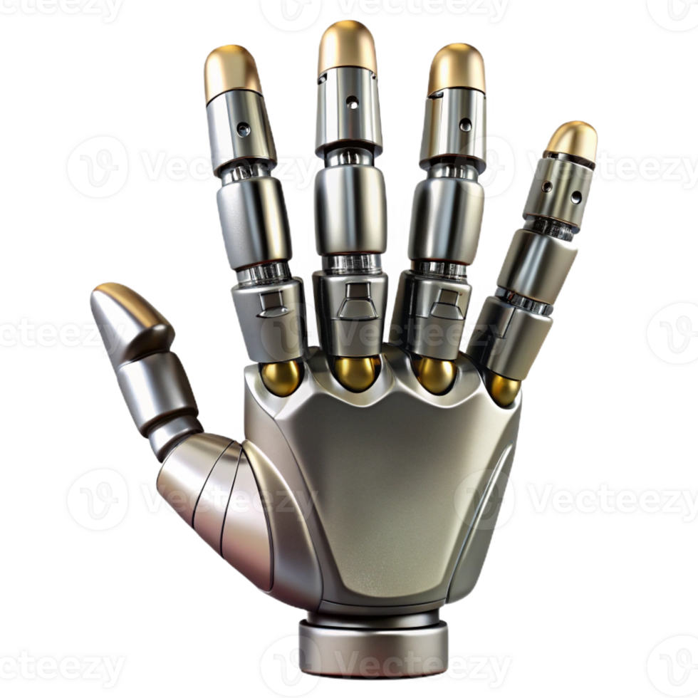 exquisite memorable Robot hand, metallic fingers, articulated joints with Transparent Background png