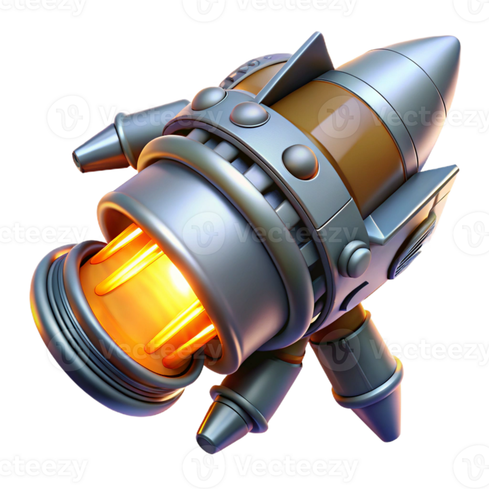 notable urban Spaceship engine, glowing thruster, intricate details with Transparent Background studio quality png