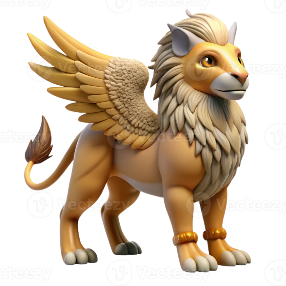 hypnotic mid-century Griffin, eagle-lion hybrid, with Transparent Background artisan png