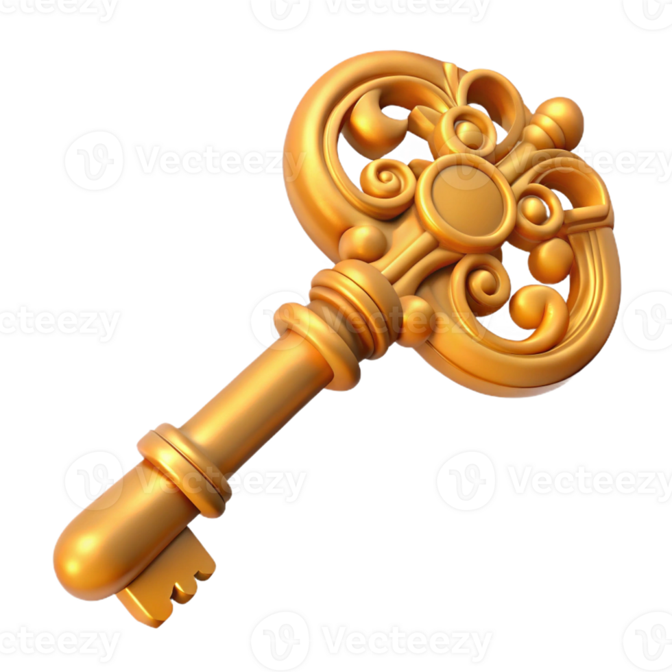 unparalleled abstract A detailed, ornate key, intricate carvings with Transparent Background precision png