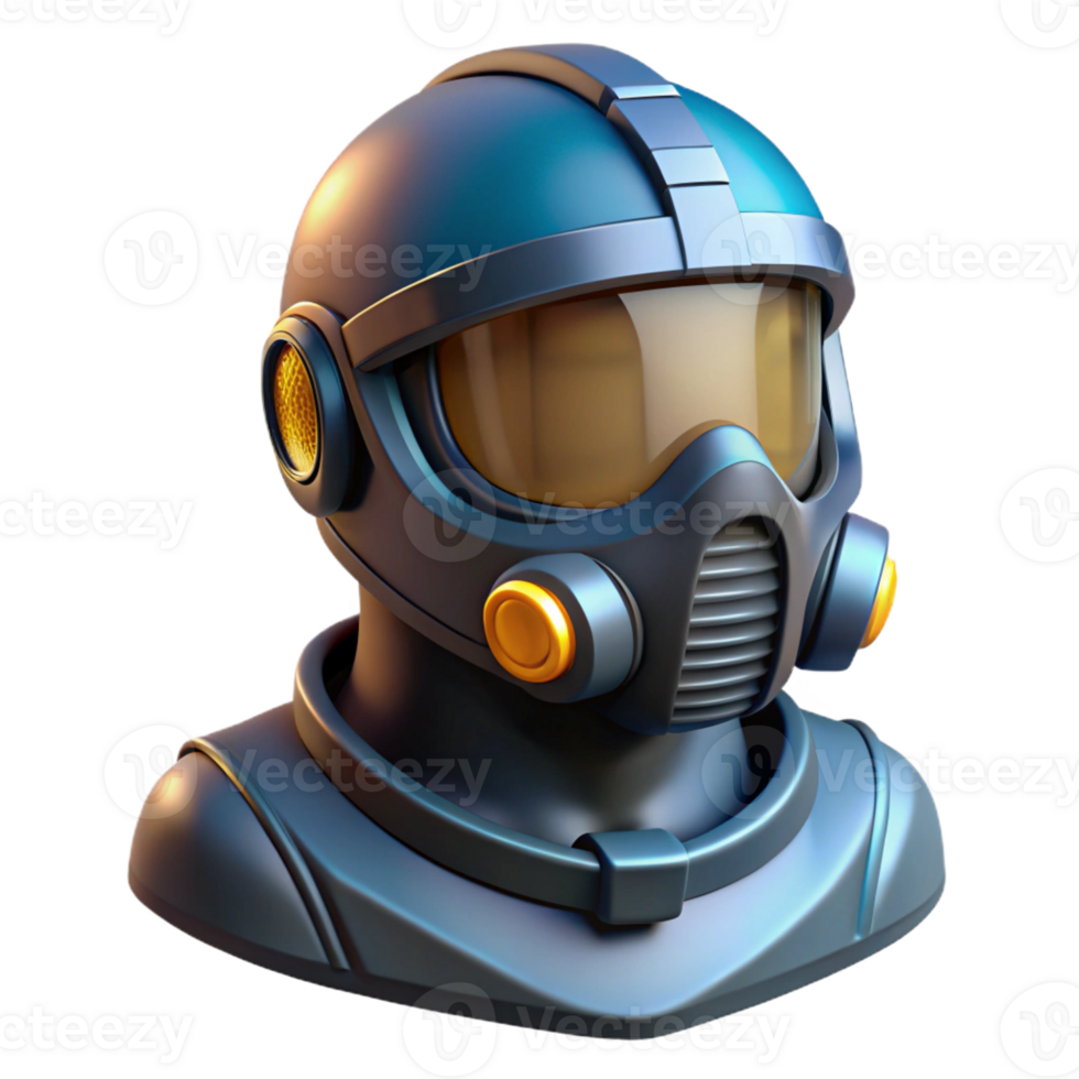 stunning standout Cyberpunk motorcycle helmet, visor, breathing apparatus with Transparent Background png