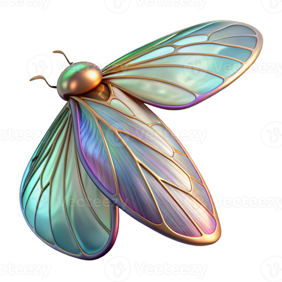 ethereal hypnotic Alien insect wing, iridescent scales, delicate veins with Transparent Background detailed png