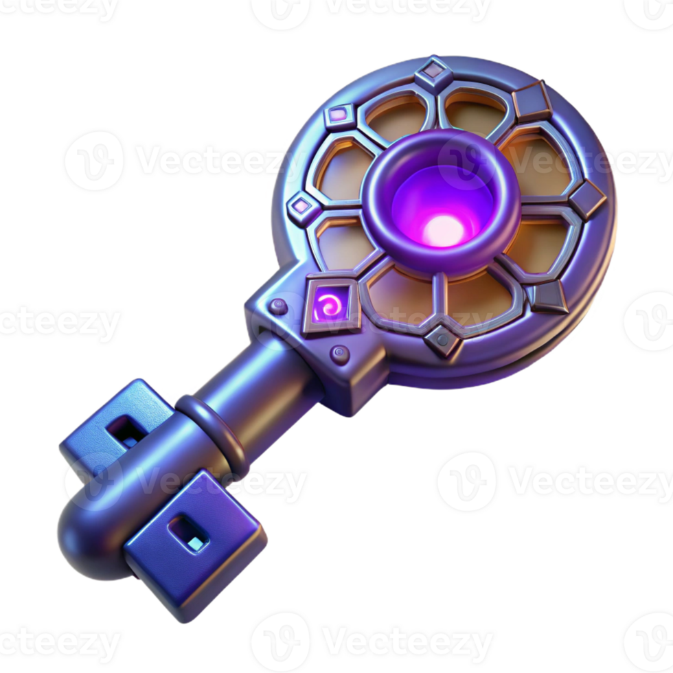 striking timeless Futuristic key, intricate carvings, glowing runes with Transparent Background png
