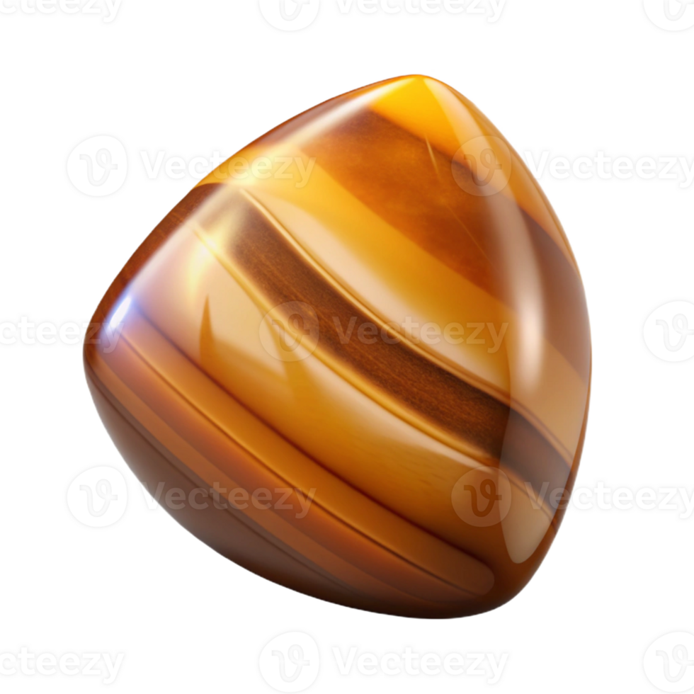 impressive reflective creative Hyper-specific, photorealistic, isolated cutout of a single, polished tiger's eye gemstone with Transparent Background top-tier png