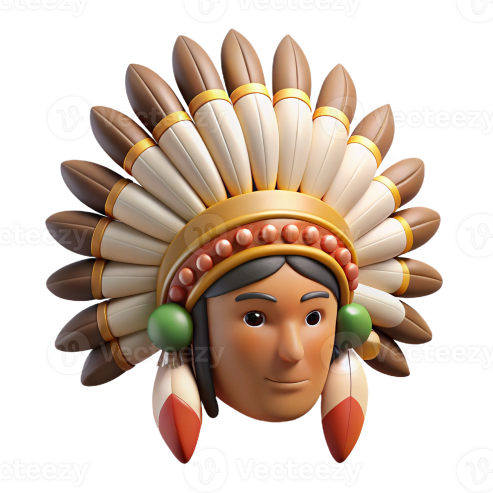 melancholic wonderful Concept art style, isolated cutout of a tribal chief's elaborate headdress with eagle feathers and beads with Transparent Background original png
