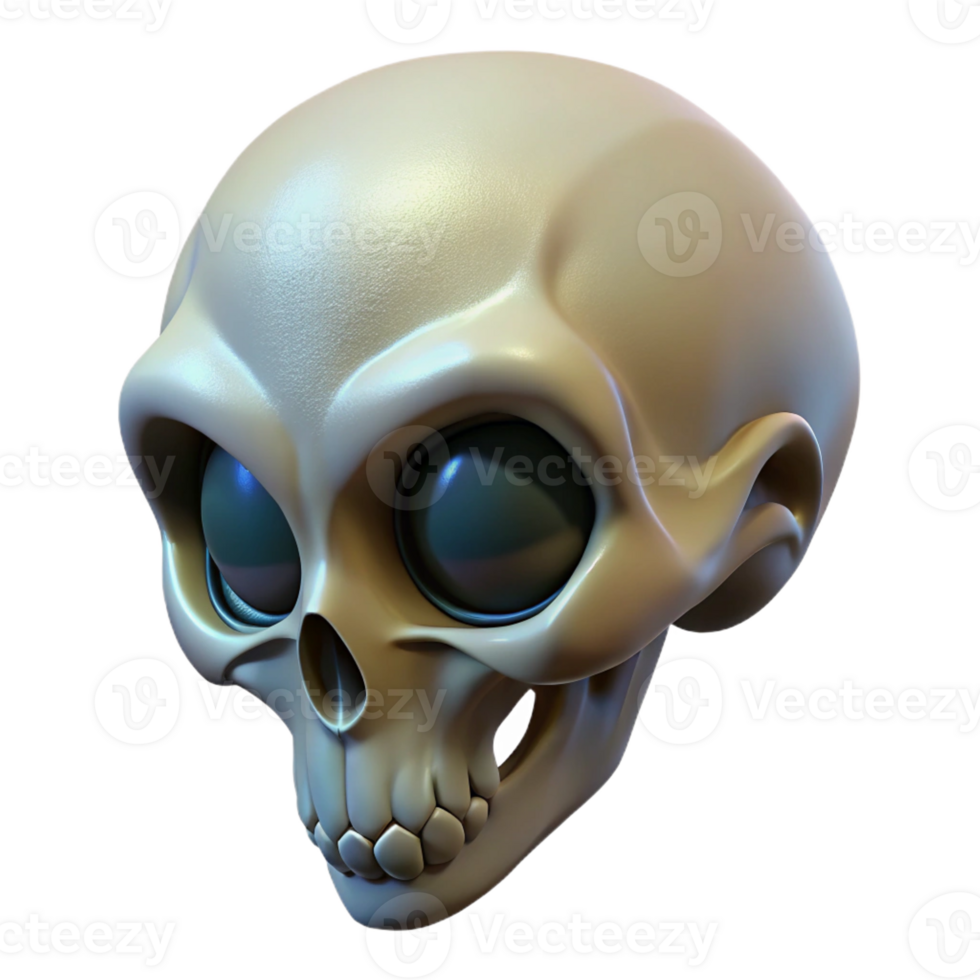 energetic serene Alien skull, bone structure, unusual features with Transparent Background premium png