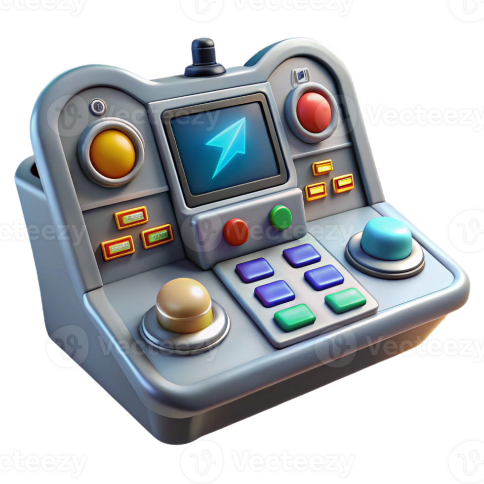 hypnotic rare Spaceship control panel with buttons, levers, and displays with Transparent Background png