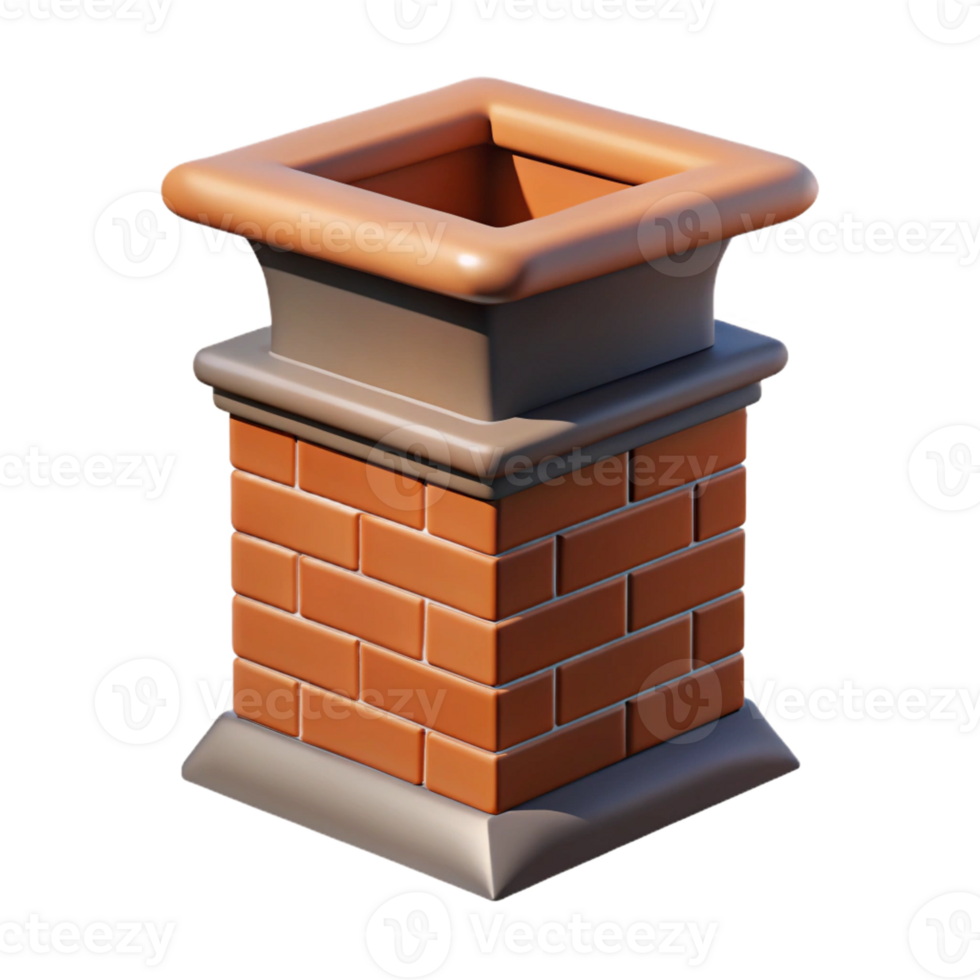 immaculate dreamy abstract Hyper-specific professional render of a single, Georgian style, brick chimney pot Isolated cutout with Transparent Background flawless png