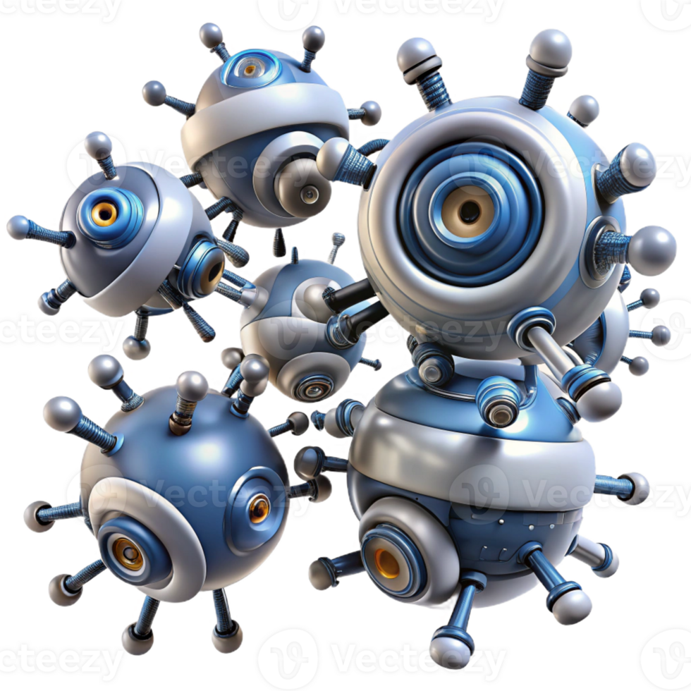 sumptuous mysterious geometric Nanobot swarm, microscopic robots, swirling motion with Transparent Background exclusive png