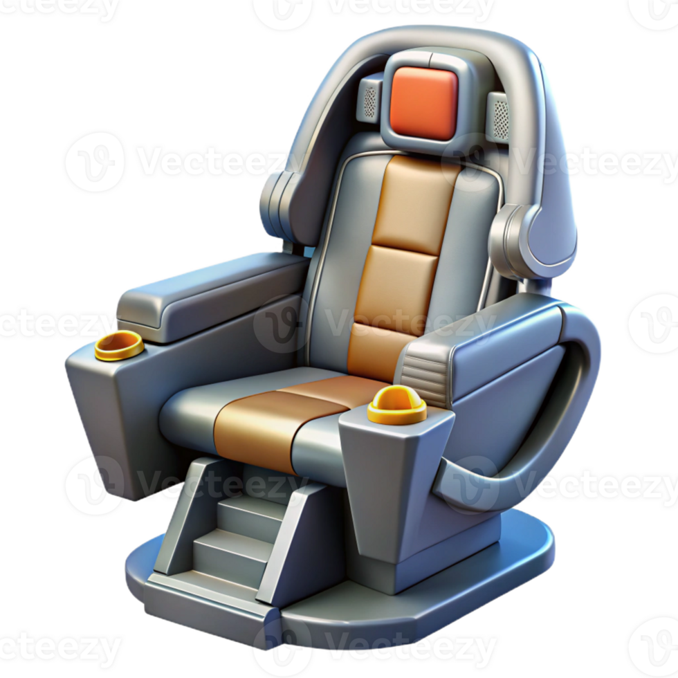 glorious retro Spaceship cockpit chair with controls and restraints with Transparent Background gallery standard png