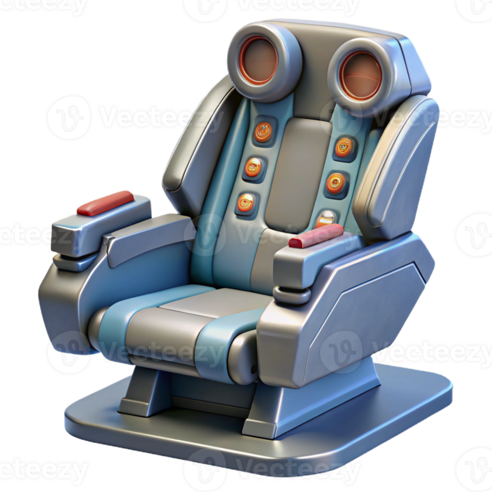 impressive quintessential Spaceship cockpit chair with controls and restraints with Transparent Background png